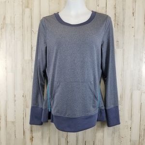 5/$25 Aspire Athletic Top M Purple Long Sleeve Side Zippers Kangaroo Pocket